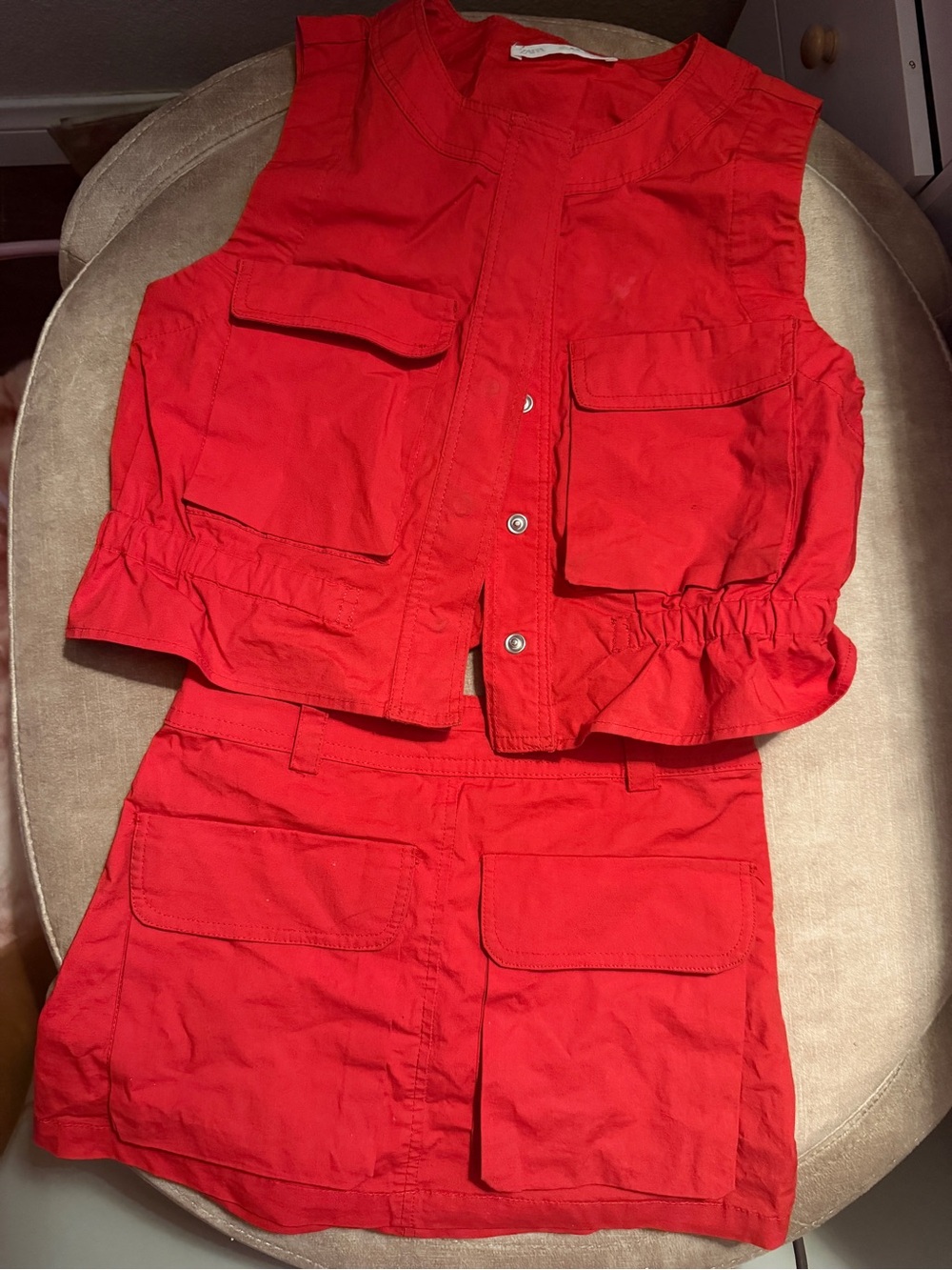 Zara Red Kids Utility Tank Top & Skirt Set